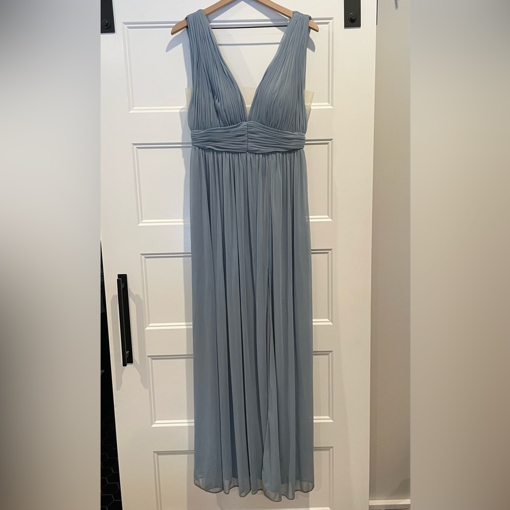 Azazie dusty blue bridesmaid dress